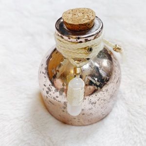 NEW free people message in a bottle rose quartz gem stone braided necklace gift